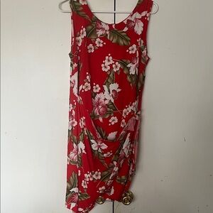 Elegant Asymmetrical Floral Dress in Red